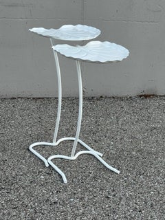 Salterini Mid-Century Modern Pair of Lily Pad Leaf Side End Nesting Tables White