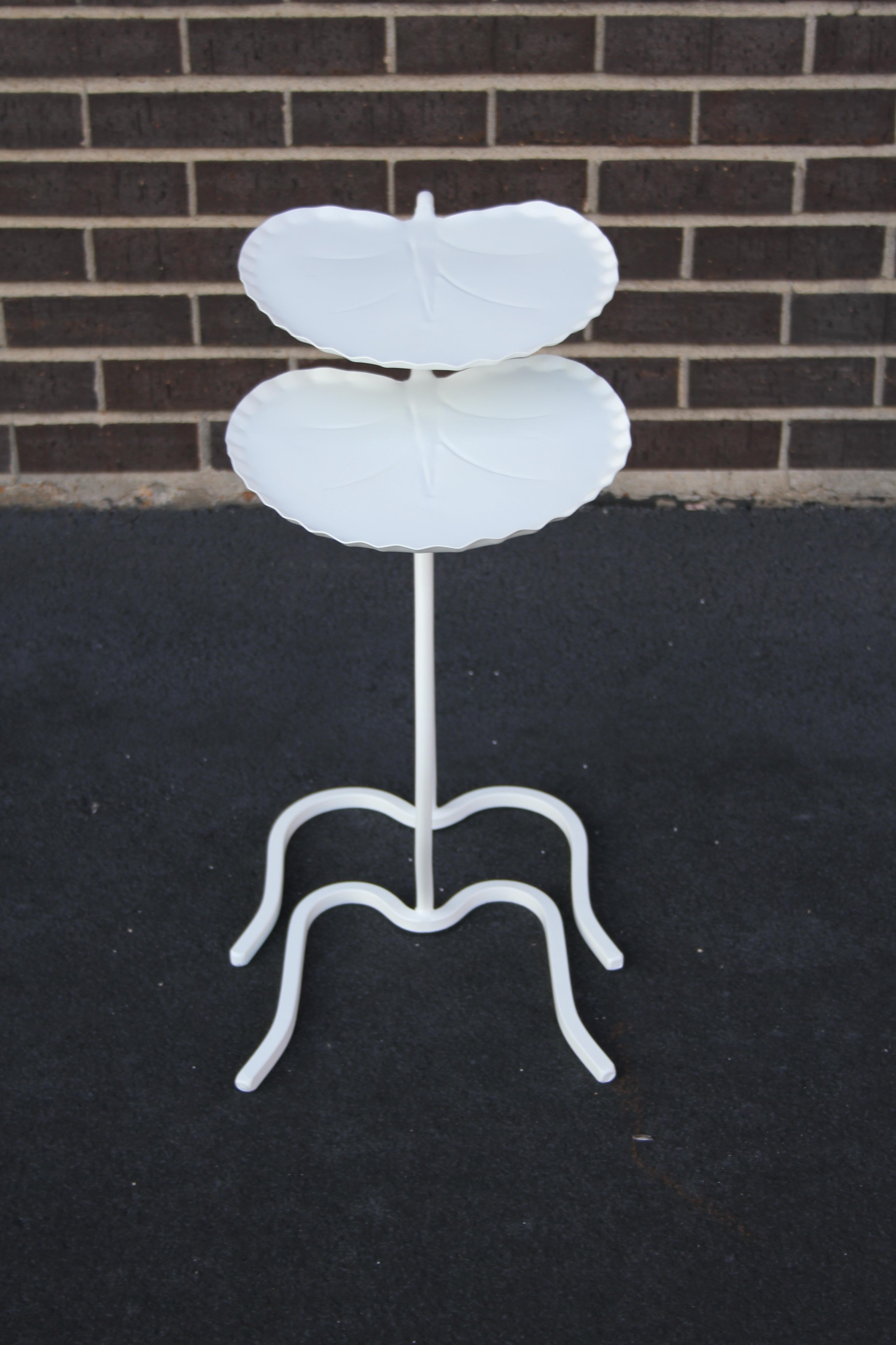 American Salterini Mid-Century Modern Pair of Lily Pad Leaf Side End Nesting Tables White For Sale