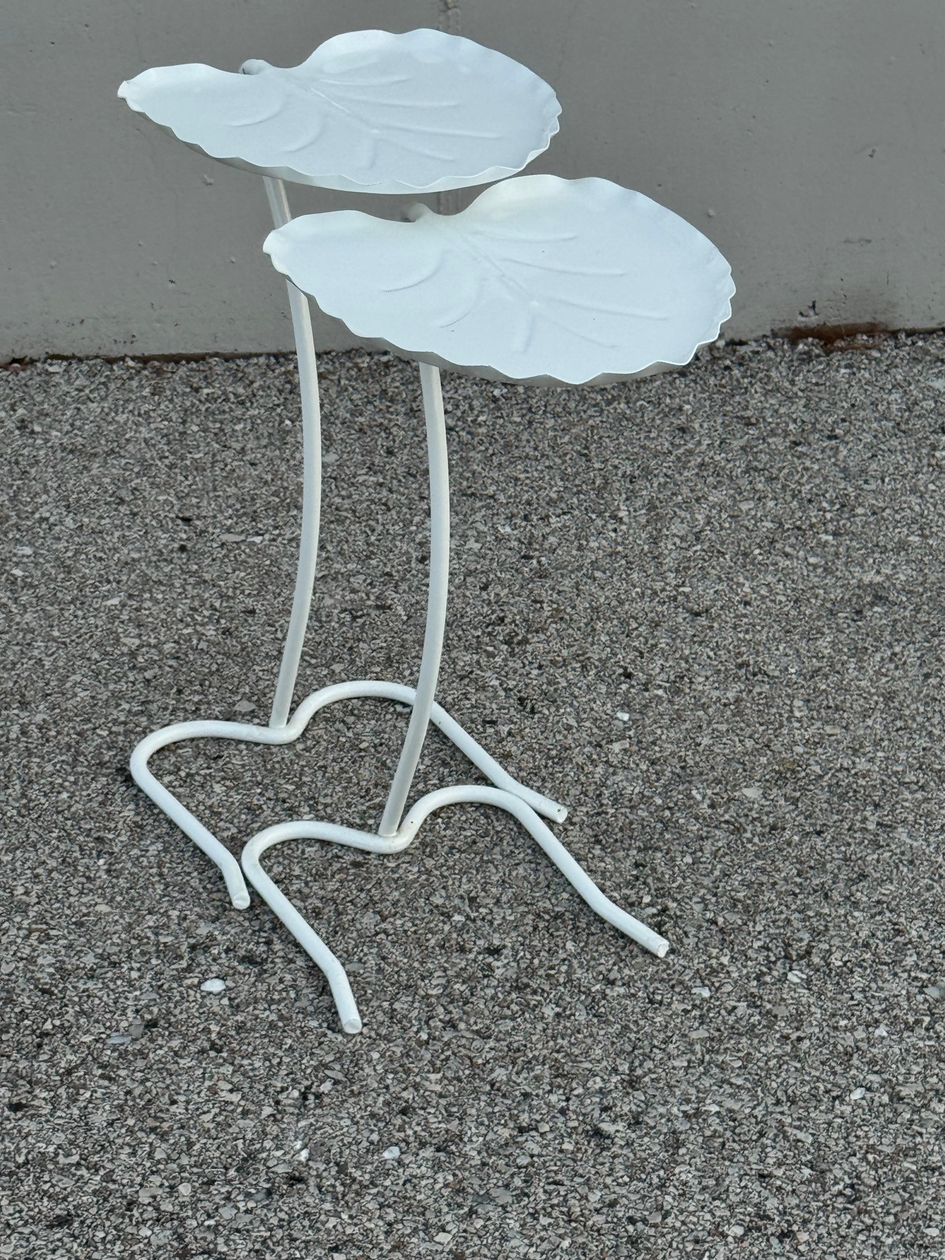 American Salterini Mid-Century Modern Pair of Lily Pad Leaf Side End Nesting Tables White For Sale