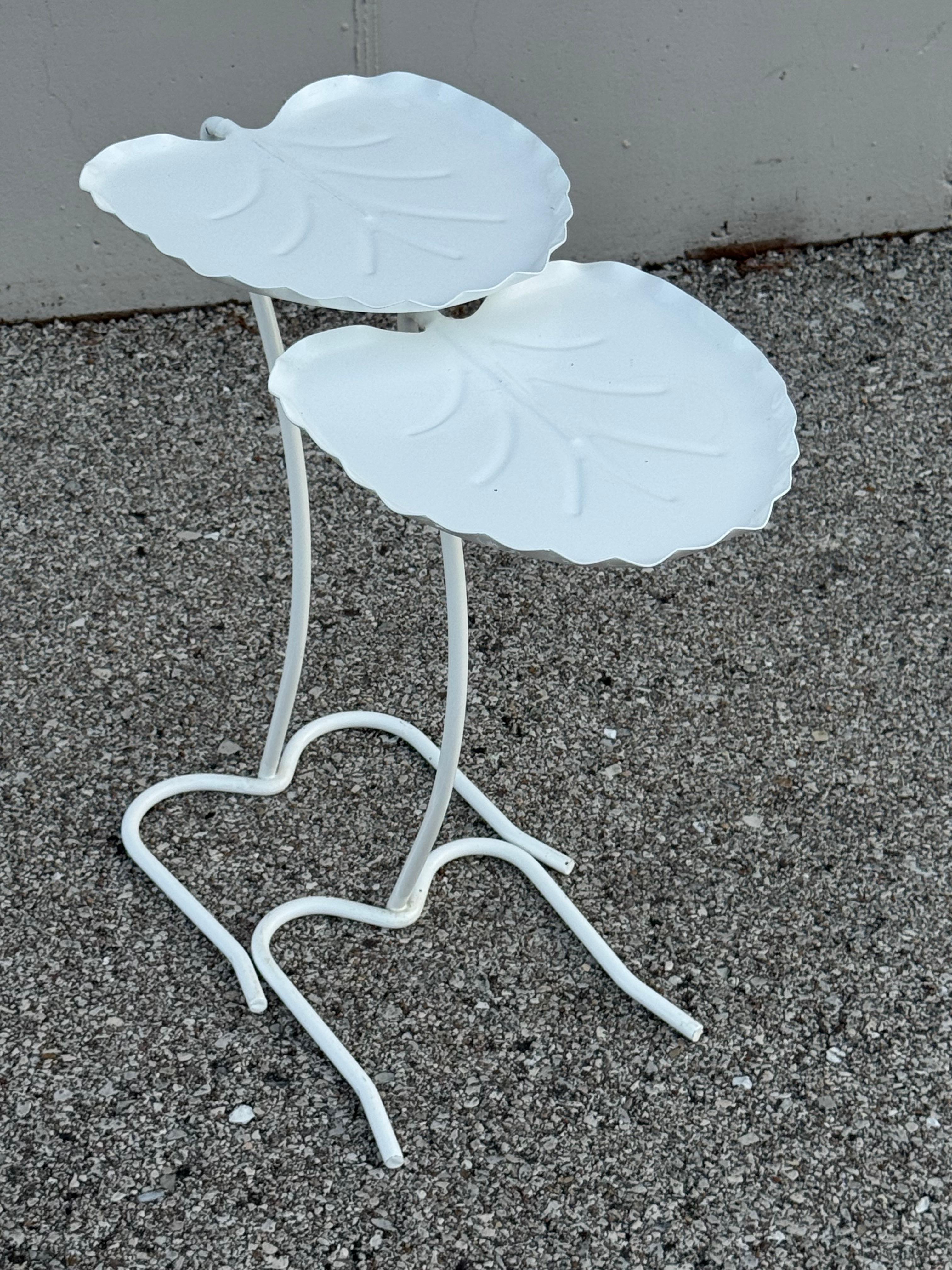 Mid-20th Century Salterini Mid-Century Modern Pair of Lily Pad Leaf Side End Nesting Tables White For Sale