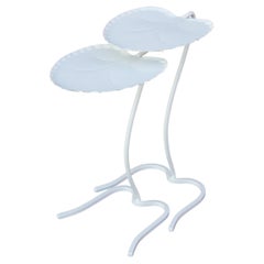 Retro Salterini Mid-Century Modern Pair of Lily Pad Leaf Side End Nesting Tables White