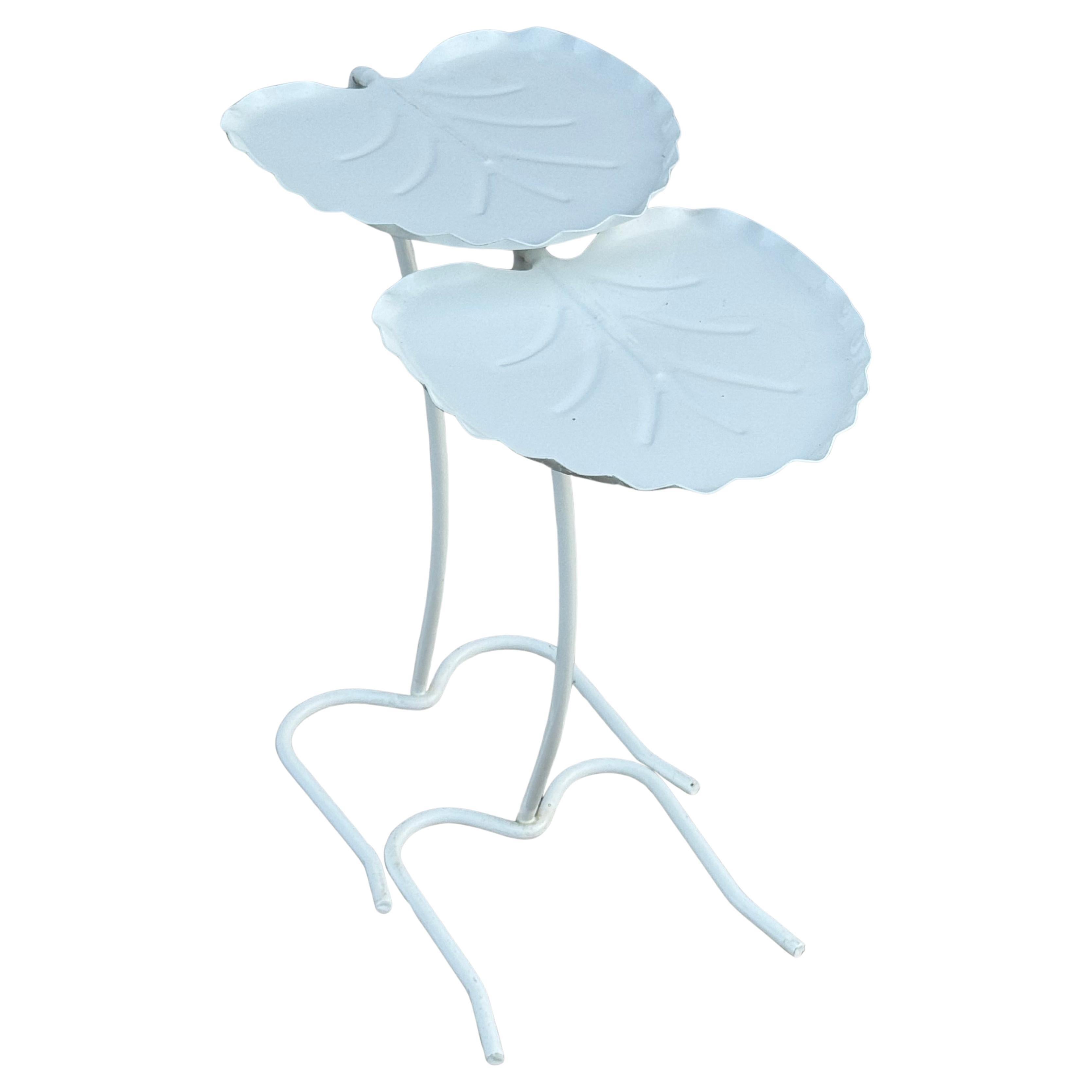 Salterini Mid-Century Modern Pair of Lily Pad Leaf Side End Nesting Tables White For Sale