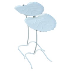 Salterini Mid-Century Modern Pair of Lily Pad Leaf Side End Nesting Tables White