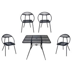 Salterini Mid-Century Modern Steel Outdoor or Patio Dining Set with Four Chairs