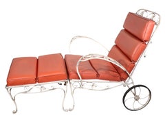 Salterini Mt. Vernon Wrought Iron Chaise  Chair on Wheels with Matching Ottoman