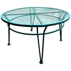 Salterini Newly Enameled Blue Wrought Iron Patio / Garden "Radar" Cocktail Table