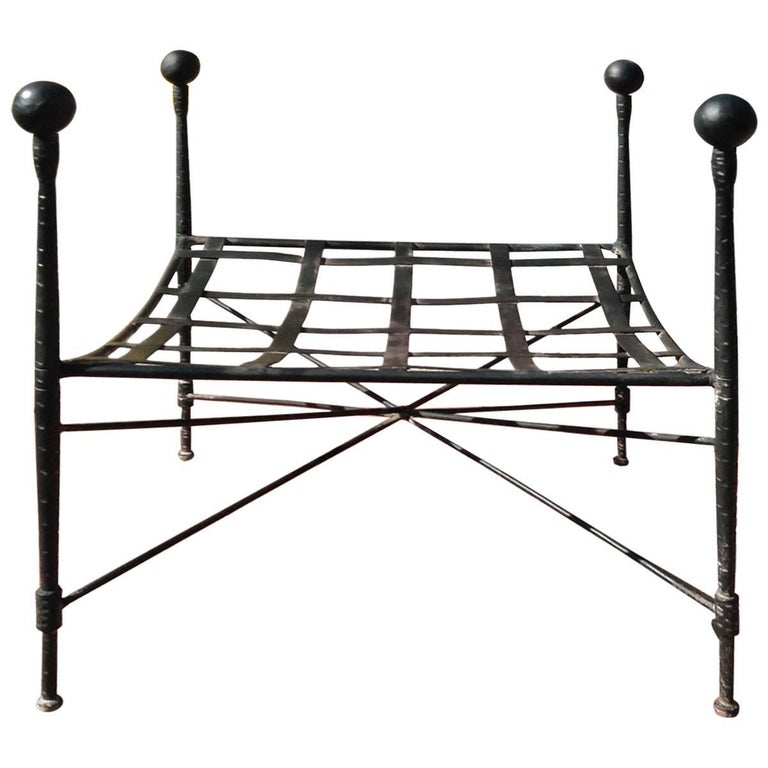 Salterini Pair By Mario Papperzini Italian Wrought Iron Ottomans