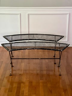 Salterini Pair of Curved Wrought Iron Garden Patio Benches