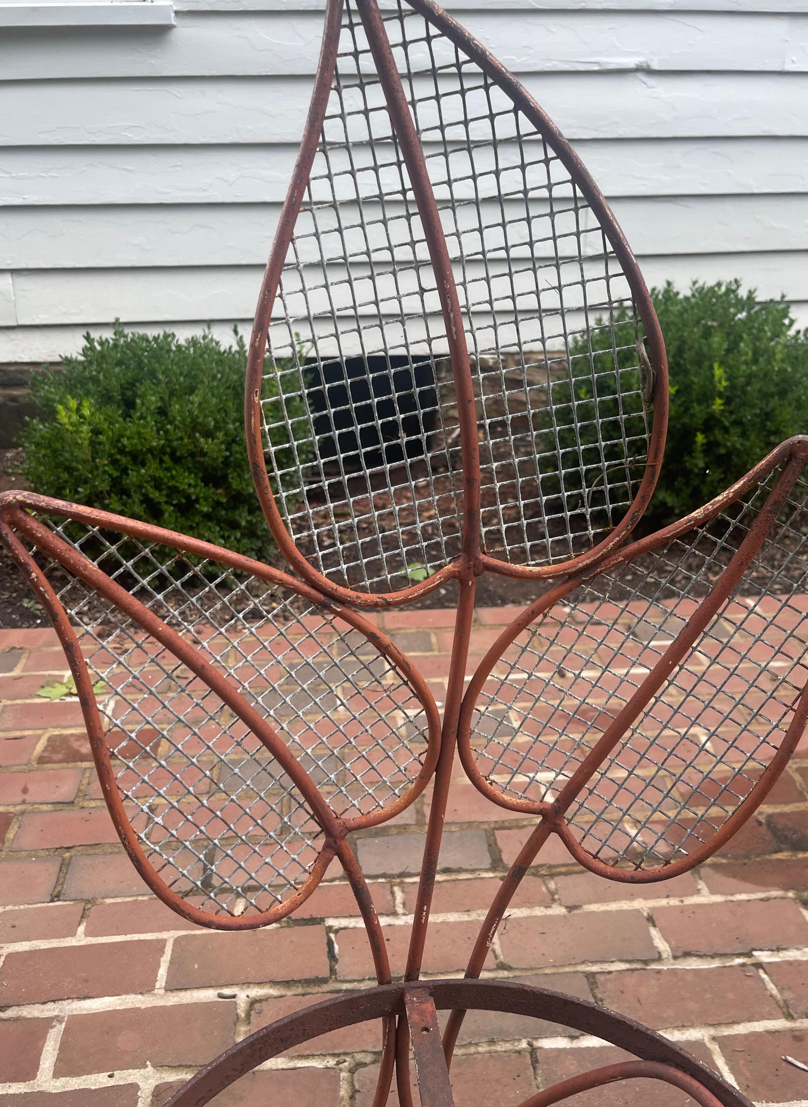 Wrought Iron Salterini Palm Leaf Back Chairs For Sale