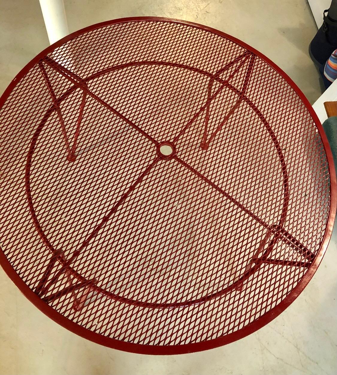 red patio table