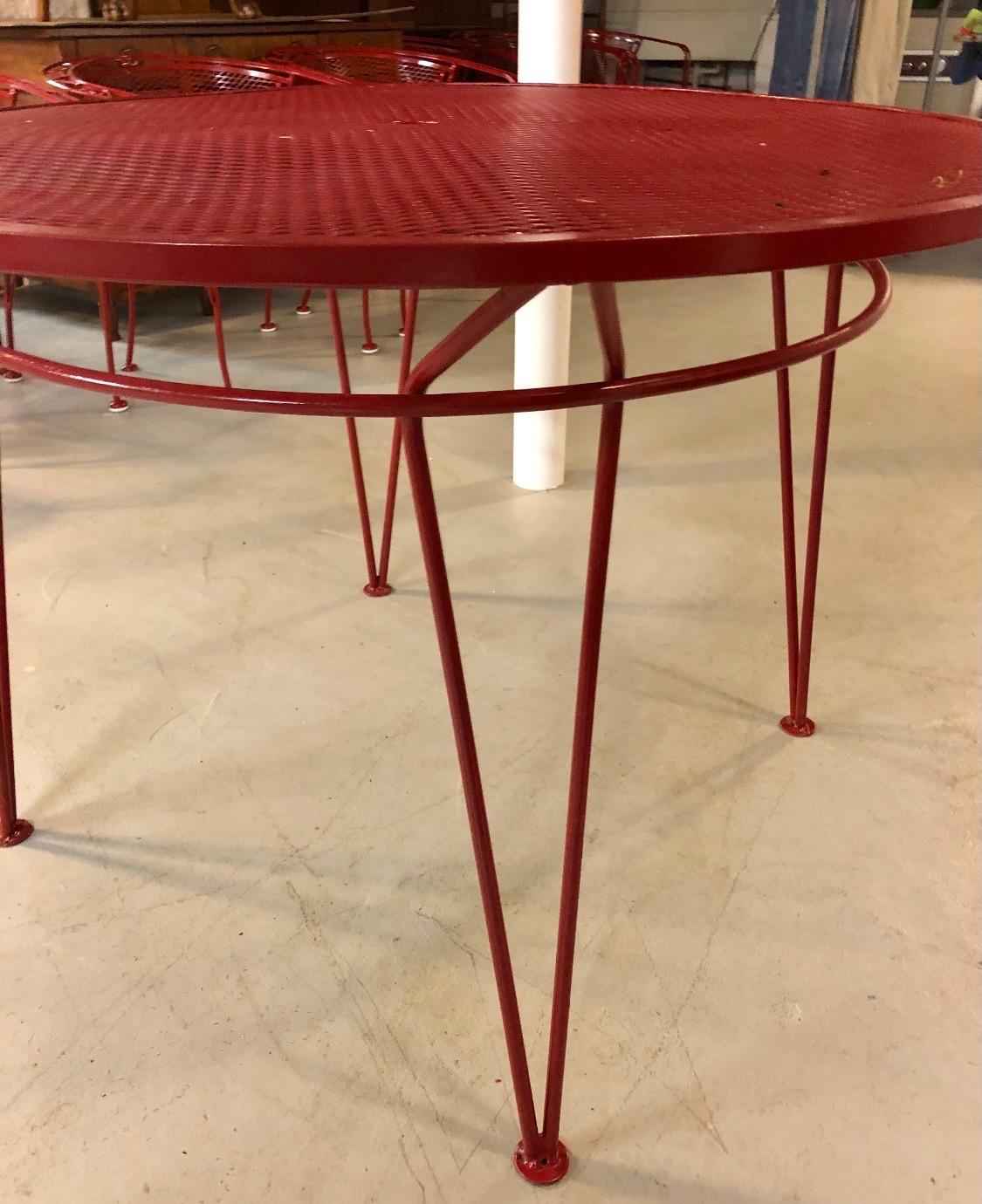 Mid-Century Modern Salterini Patio Dining Table Vibrant Red