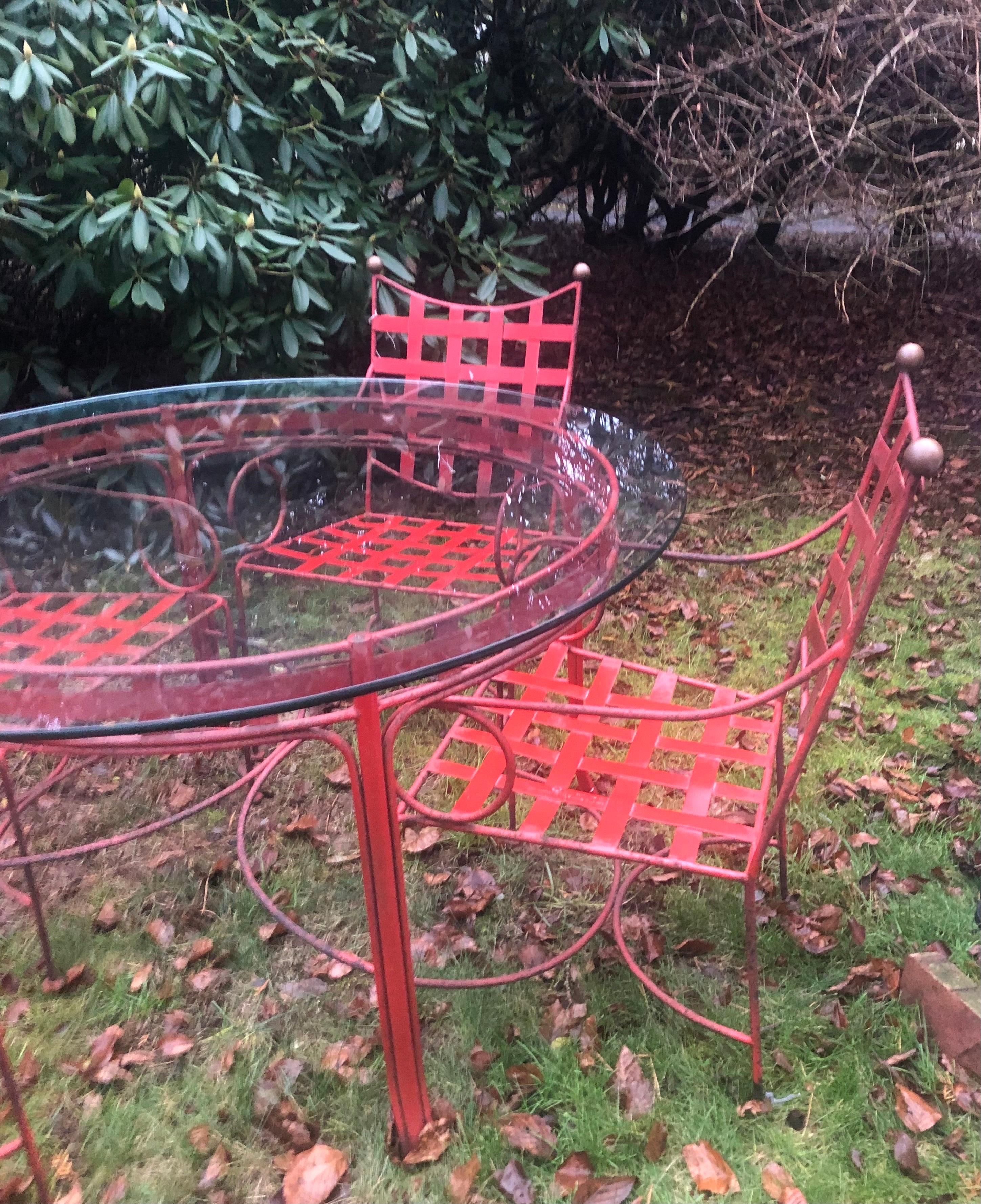 Fünf Stück Rare Early Salterini Garten / Esszimmer Set von Mario Papperzini..Vier Sessel mit passenden Original Esstisch 54 