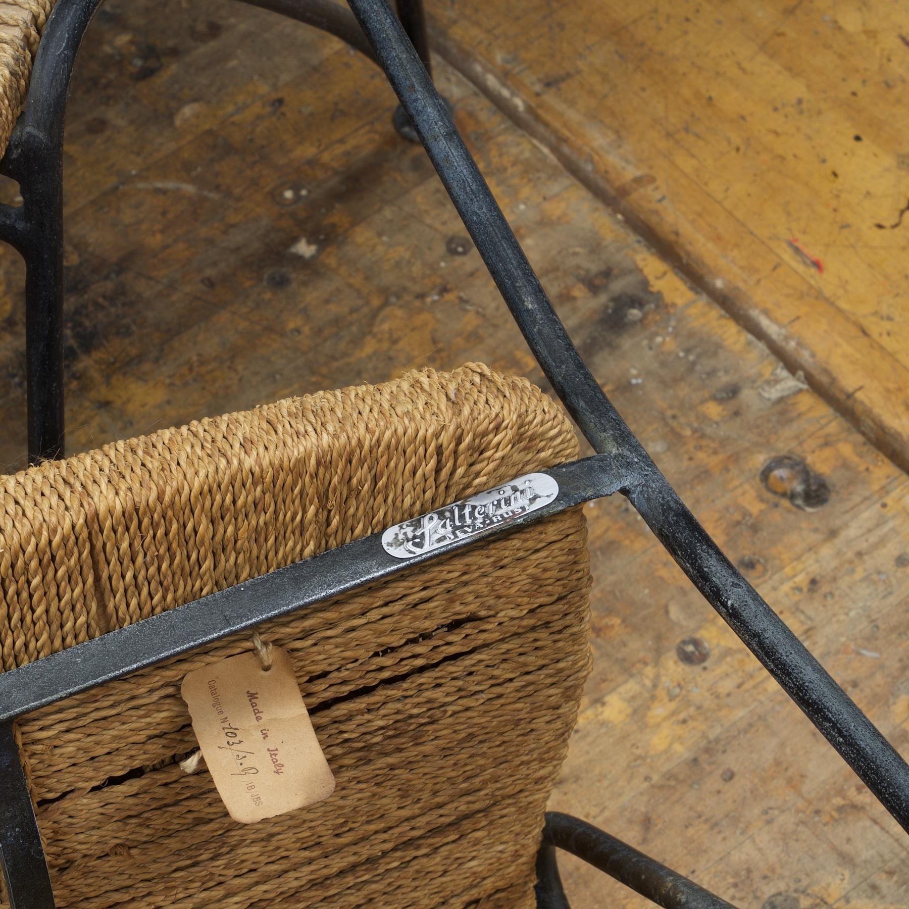 Salterini Ribbon Garden Rope Chairs Tempestini Iron Ribbon Series Patio Rush In Good Condition In Hyattsville, MD