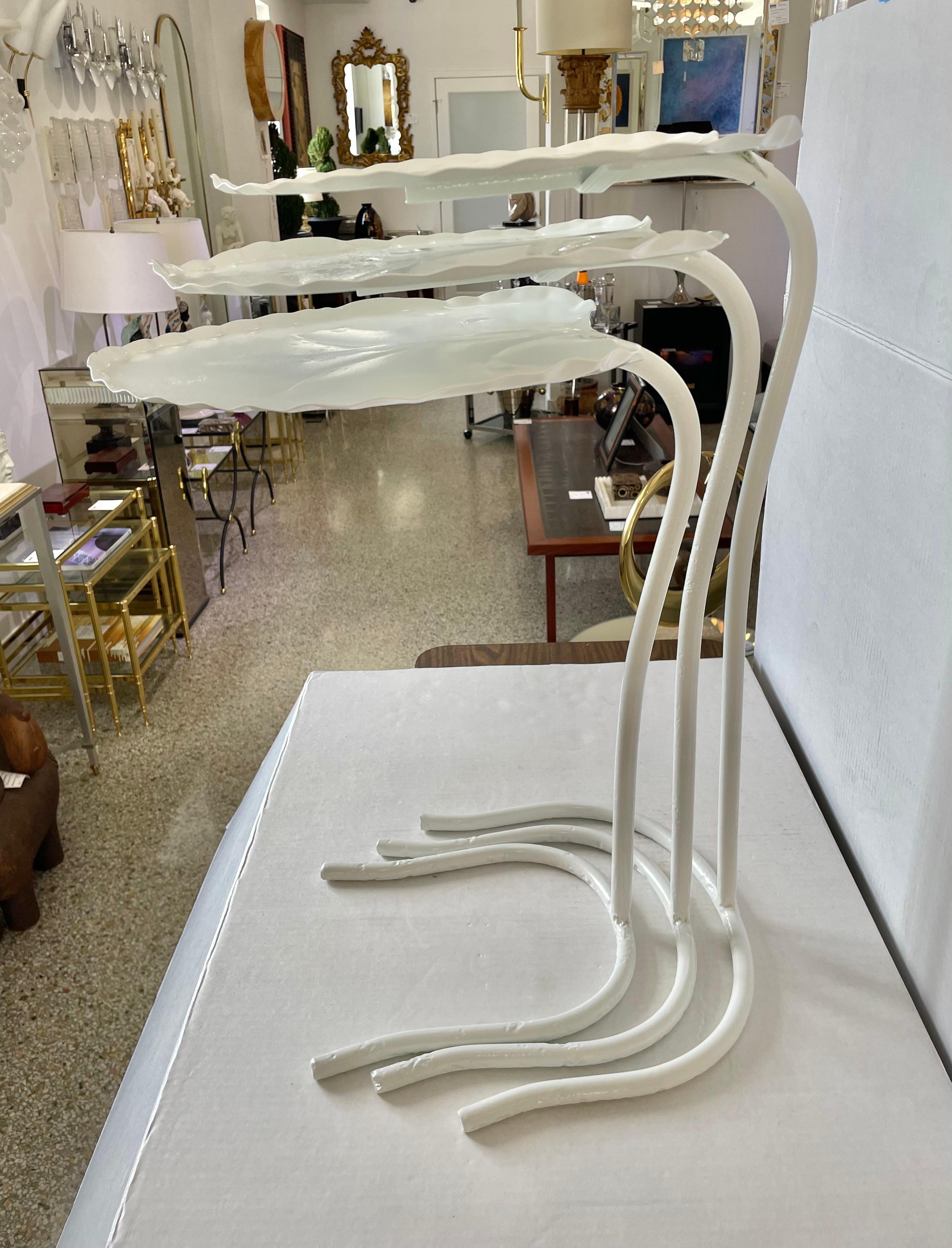 Hand-Crafted Salterini Set of Lily Pad Nesting Tables For Sale