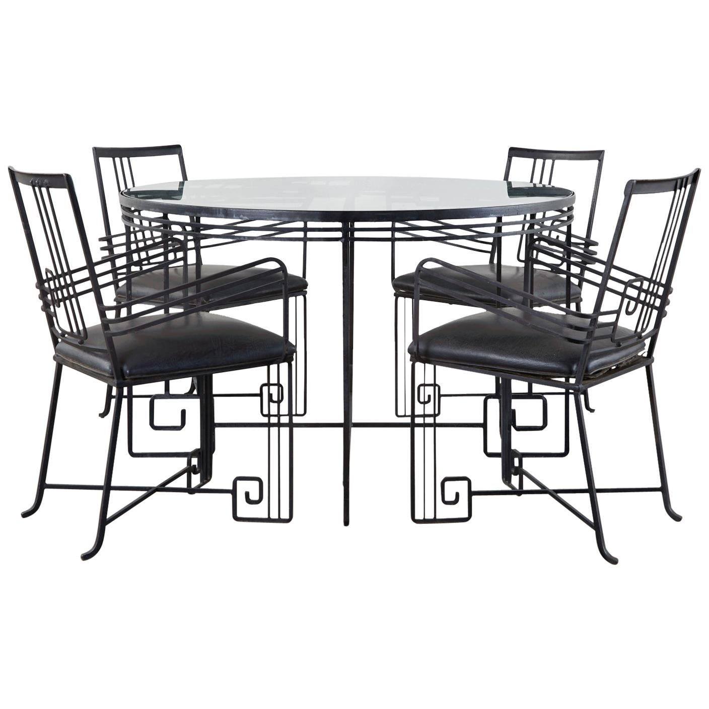 Salterini Style Art Deco Garden Dining Table and Chairs