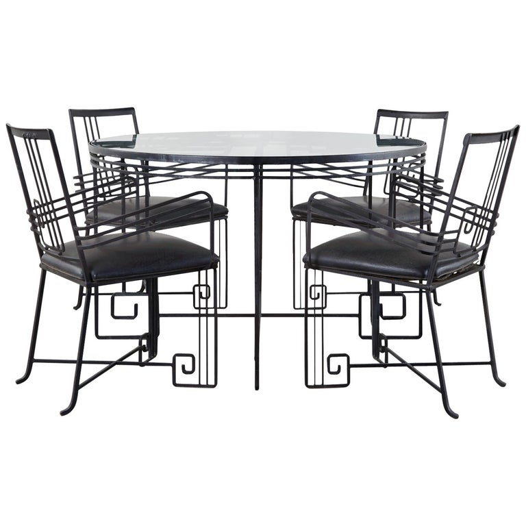 Salterini Style Art Deco Garden Dining Table And Chairs For At 1stdibs - Art Deco Patio Furniture