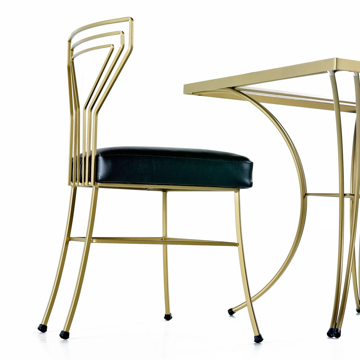 Salterini Style Art Deco / Modern Goldlackiert Vergoldet Metall Glasplatte Dinette Set (amerikanisch) im Angebot