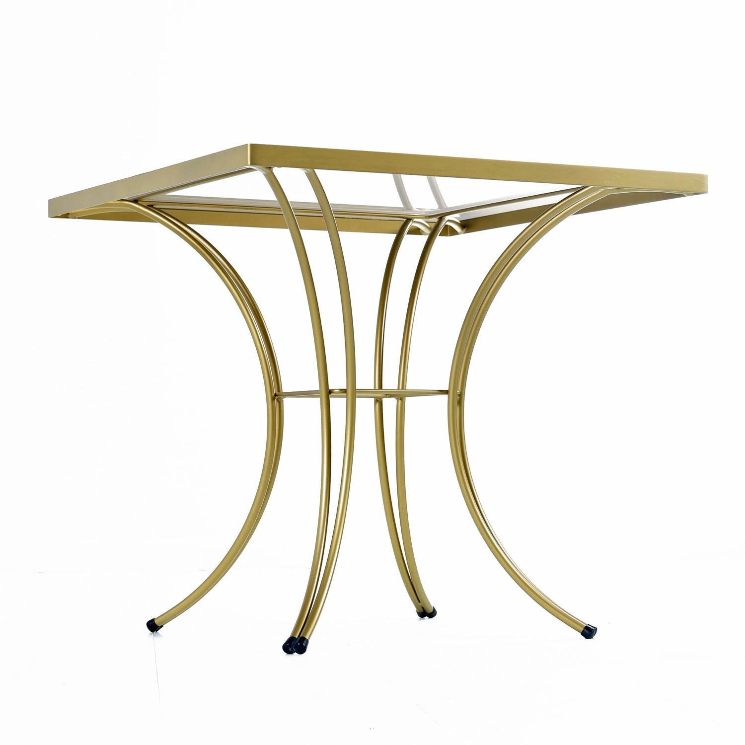 Salterini Style Art Deco / Modern Gold Painted Gilt Metal Glass Top Dinette Set For Sale 2
