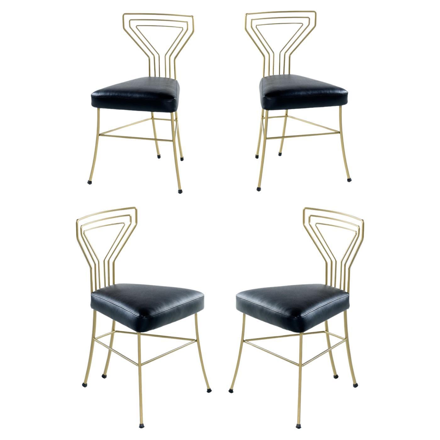 Art déco, Hollywood Regency und Mid-Century Modern Design-Elemente wurden kombiniert, um das wohl erhabenste Terrassen-Dining-Set aller Zeiten zu schaffen. Gold und schwarzer Glam von diesem Kaliber sind trendübergreifend. Wir haben keine Ahnung,