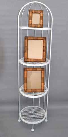 Salterini Style Four Tier Cast Iron Half Round Etagere White Mid-Century Modern