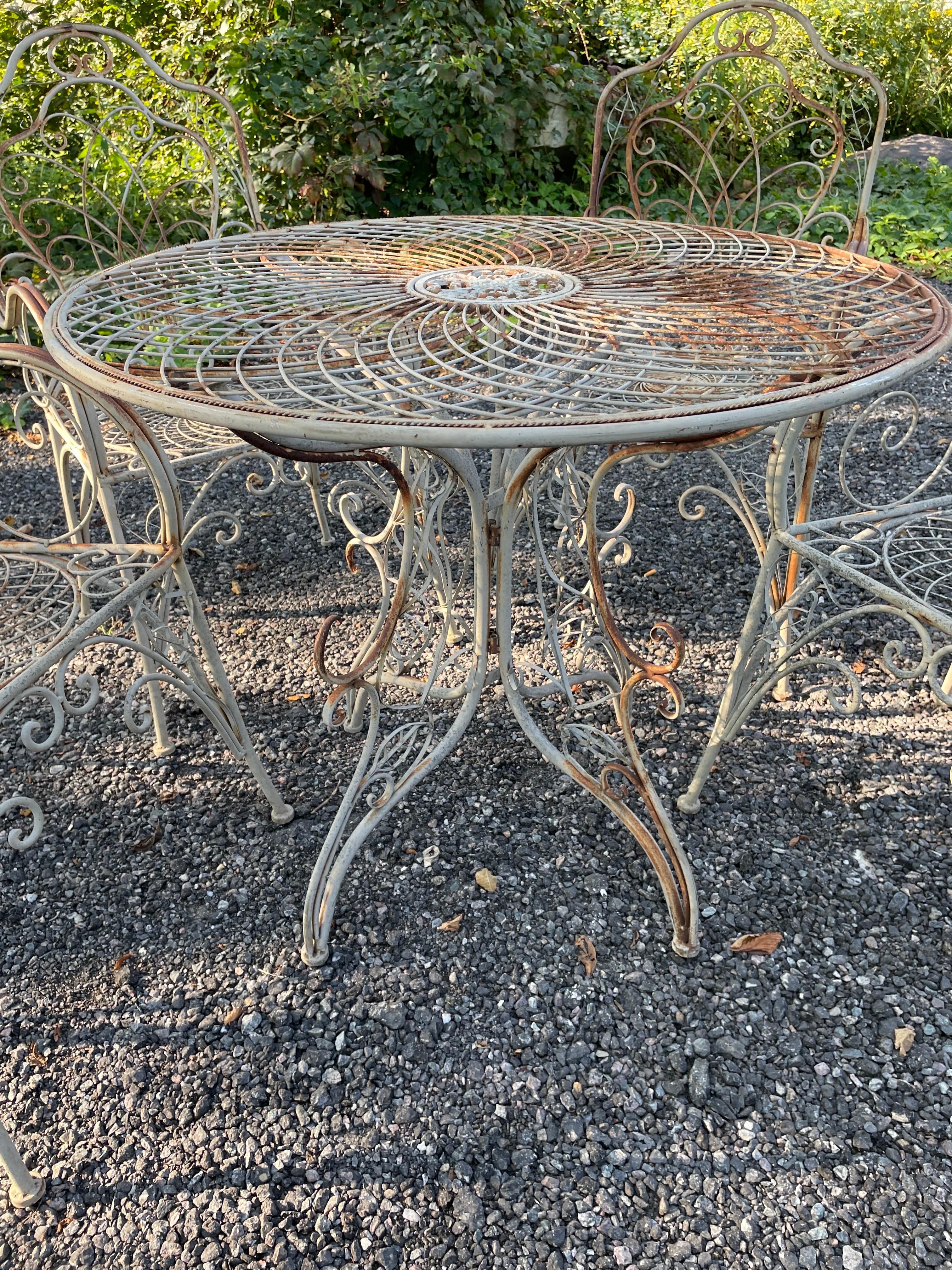 20th Century Vintage Wrought Iron Outdoor Patio Furniture For Sale