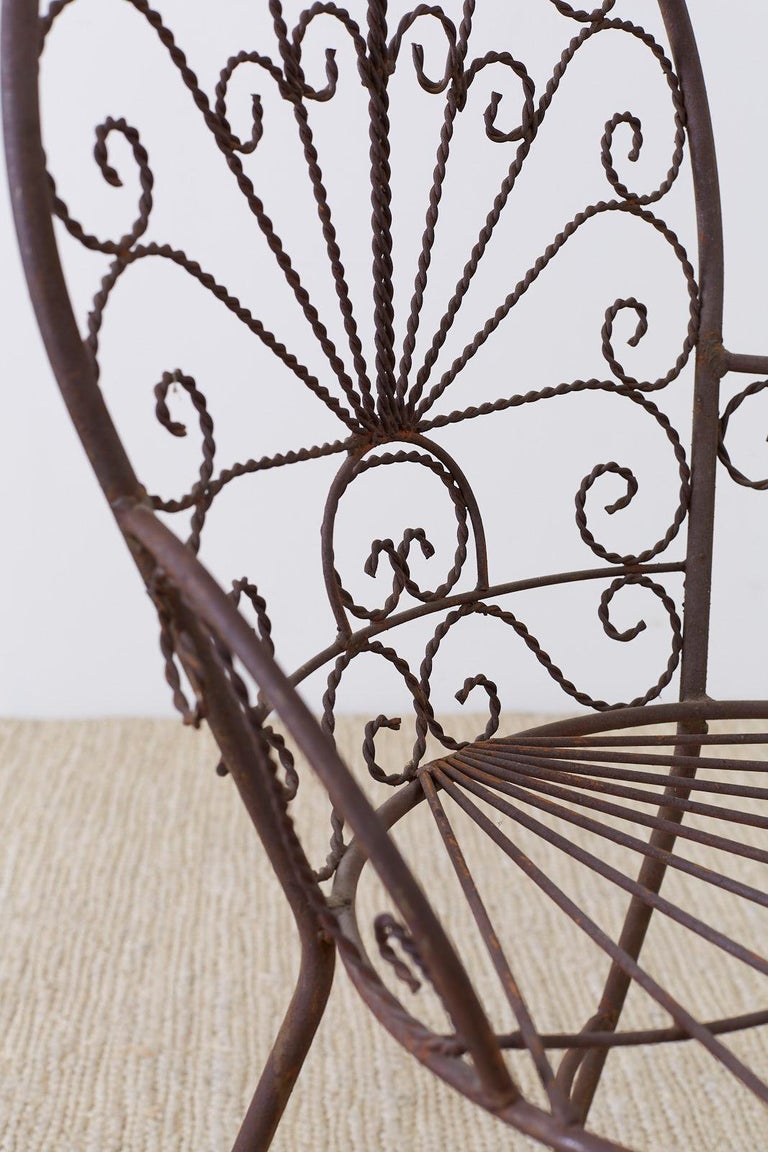 Salterini Style Iron Fan Back Garden Patio Chairs at 1stDibs