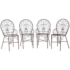 Salterini Style Iron Fan Back Garden Patio Chairs