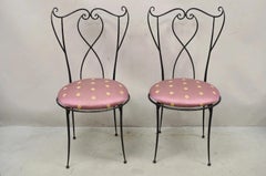 Salterini Style Mid Century Modern Scrolling Wrought Iron Side Chairs - a Pair