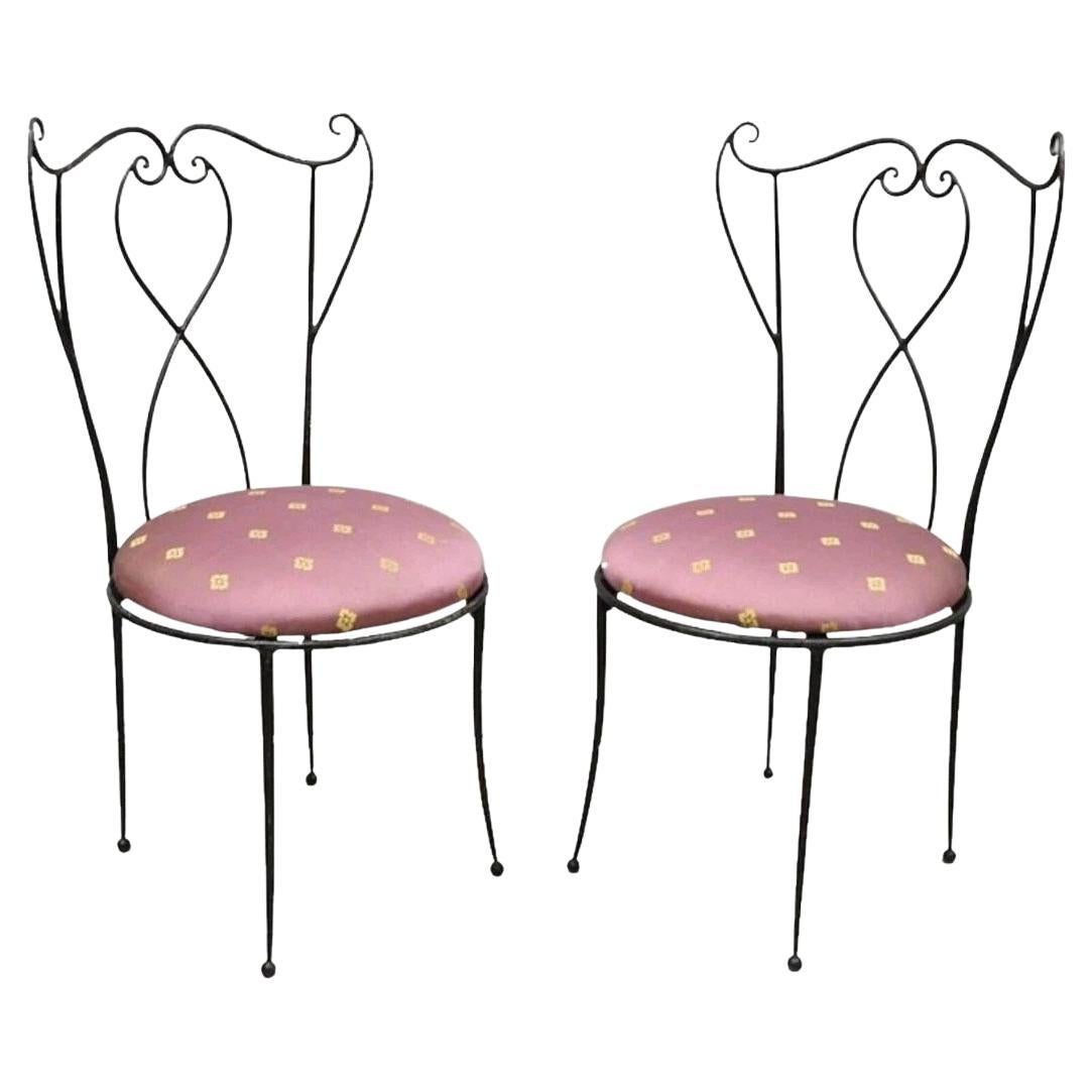 Salterini Style Mid Century Modern Scrolling Wrought Iron Side Chairs - ein Paar
