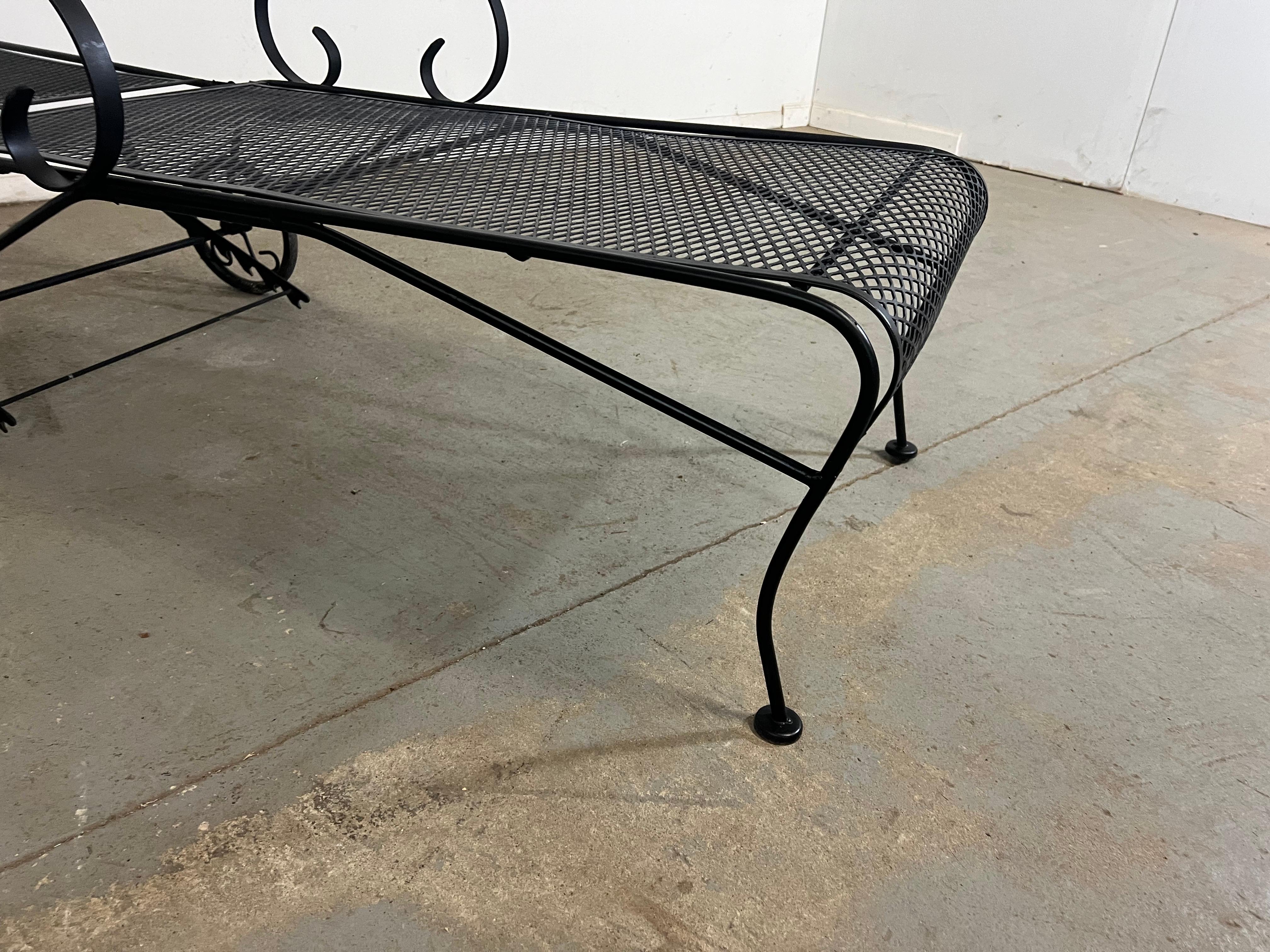 20th Century Salterini Style Outdoor Iron Chaise Lounge Chair  For Sale