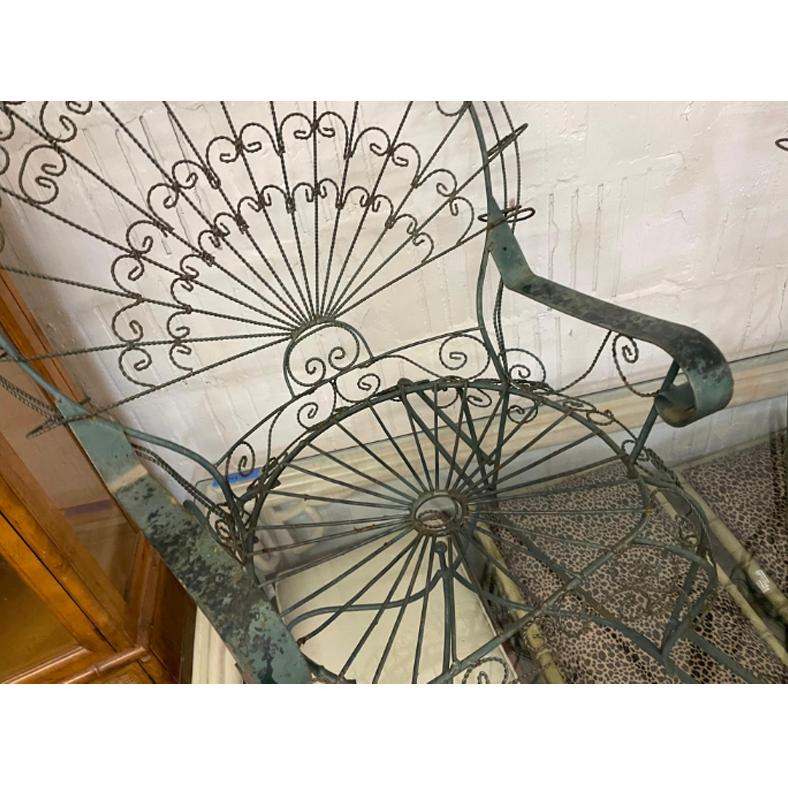Salterini Style Twisted Wrought Iron Peacock Rocking Chairs In Good Condition For Sale In Jacksonville, FL