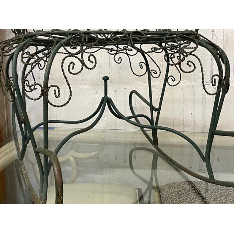 20th Century Salterini Style Twisted Wrought Iron Peacock Rocking Chairs For Sale