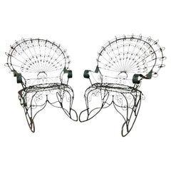 Salterini Style Twisted Wrought Iron Peacock Rocking Chairs
