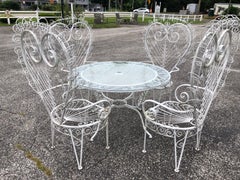 Salterini Style White Iron Peacock Patio Set