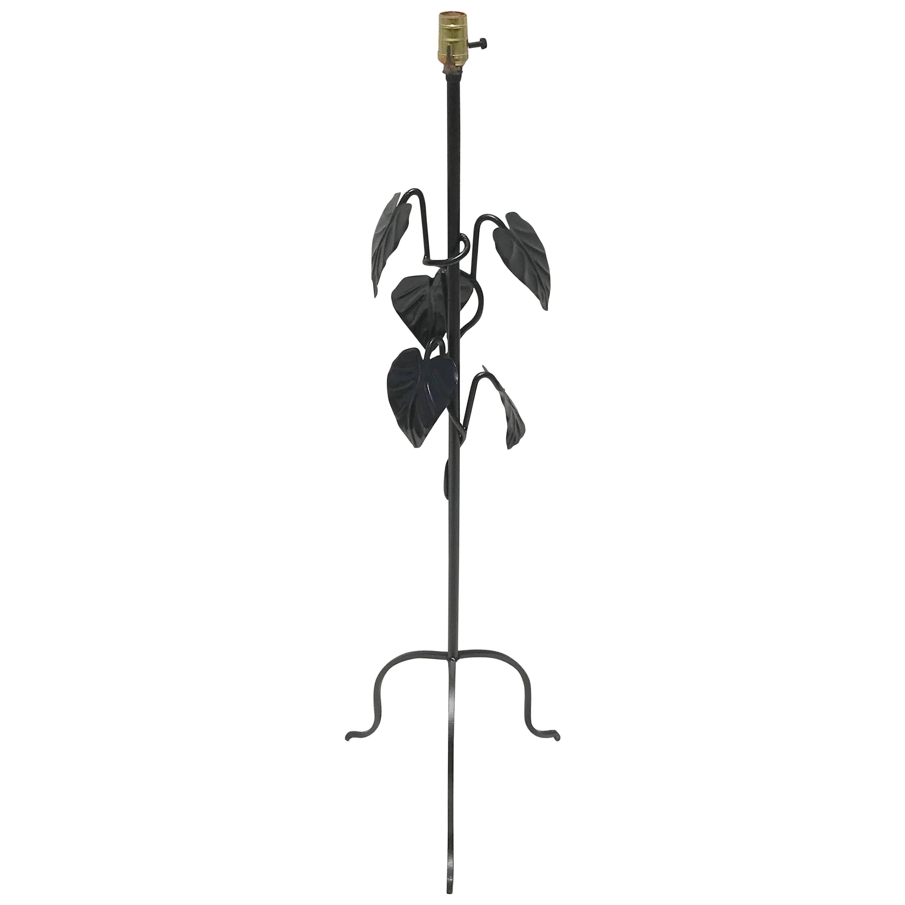 Salterini Style Wrought Iron Leaf Motif Floor Lamp