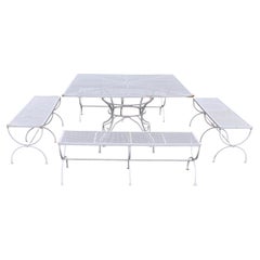 Salterini Table and 4 Benches Patio Set Garden Furniture Iron Outdoor