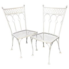 Retro Salterini Taj Mahal Pair of Wrought Iron Rare Midcentury Patio Dining Chairs