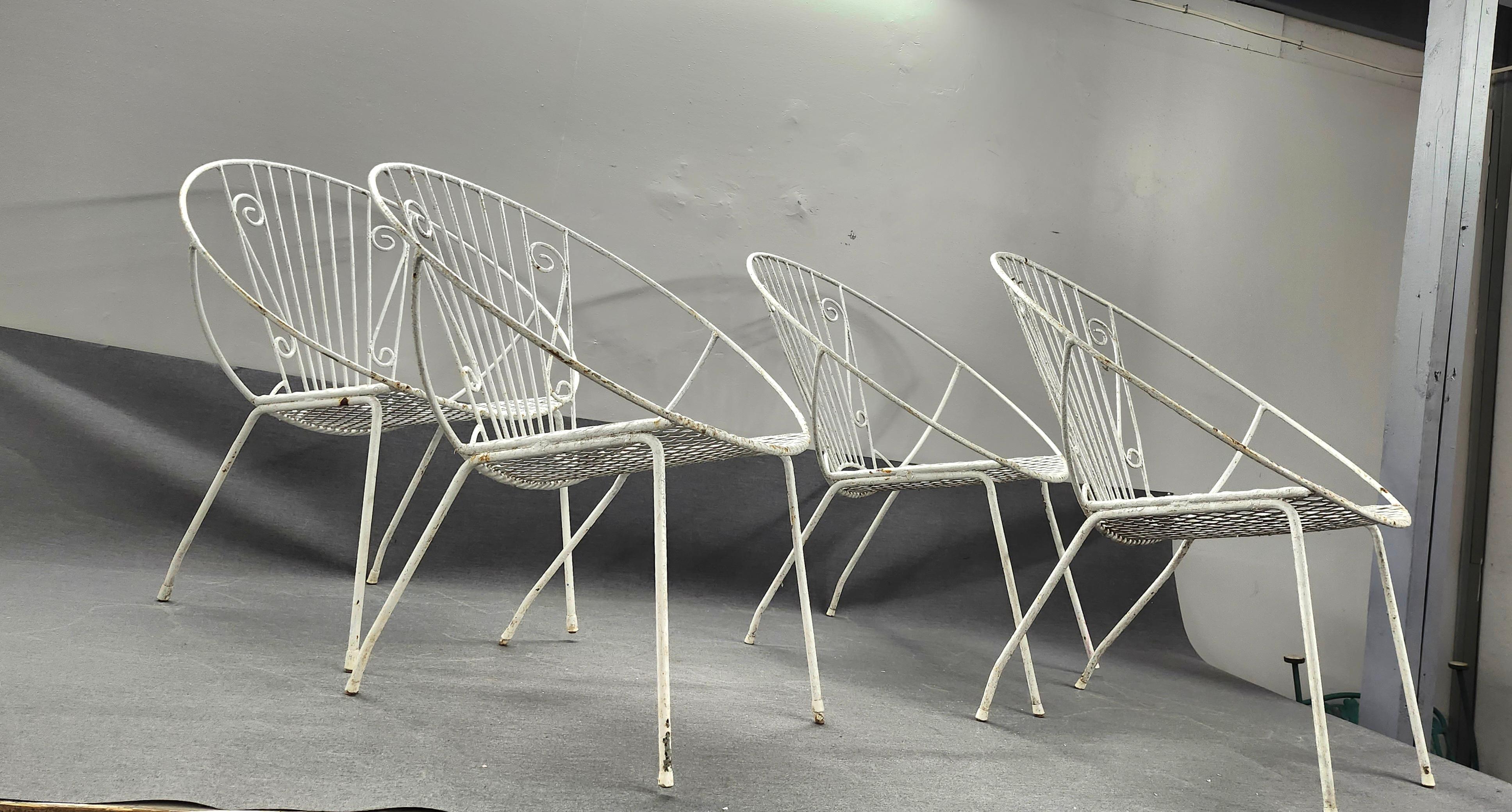 Salterini Tempestini ensemble de 4 chaises Radar en fer forgé vintage  en vente 5