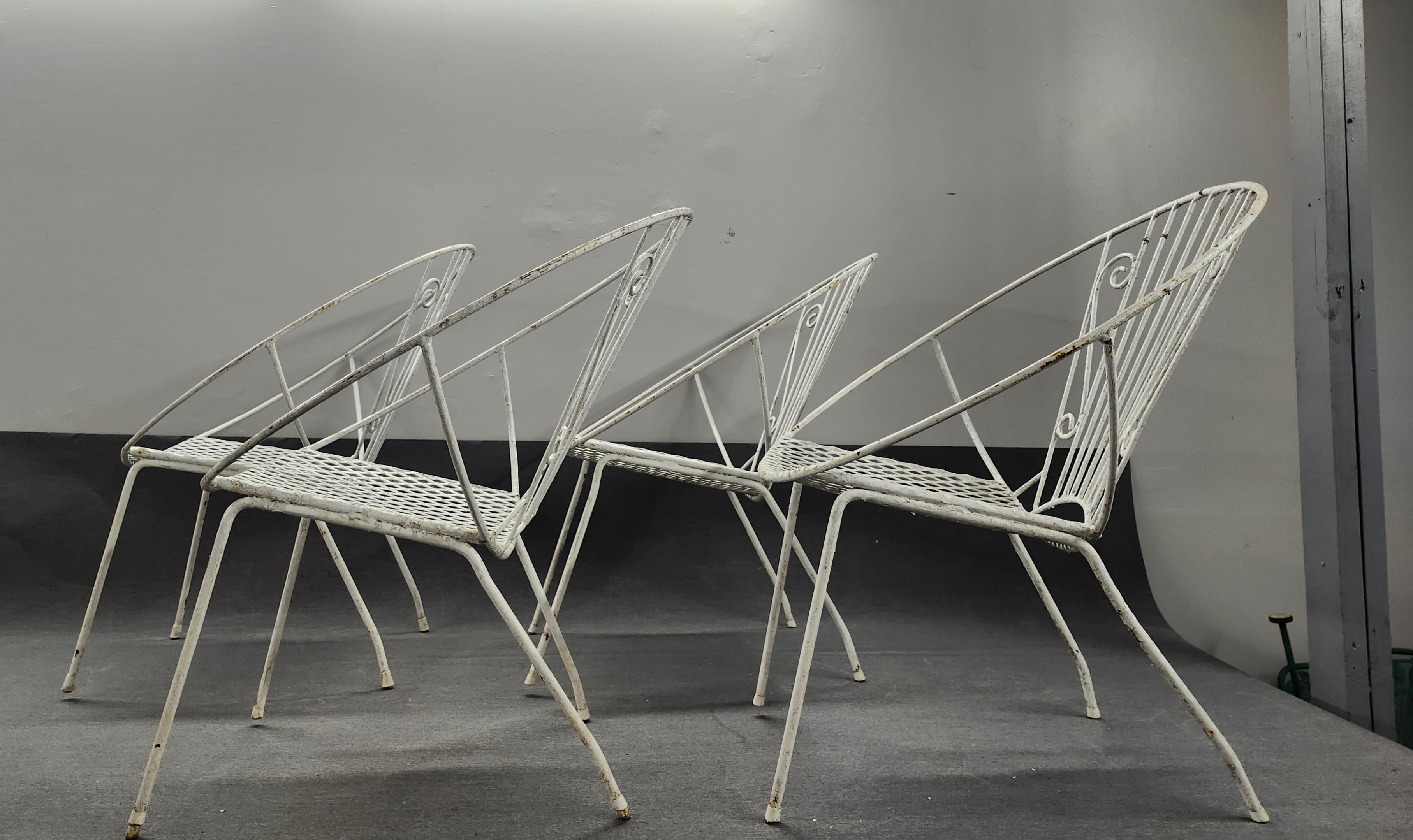 Salterini Tempestini ensemble de 4 chaises Radar en fer forgé vintage  en vente 1