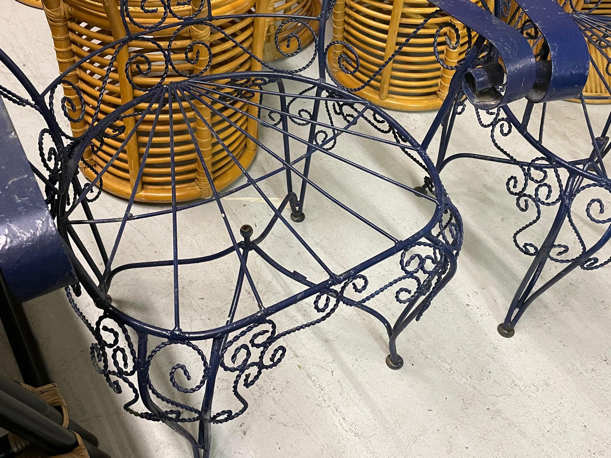 Salterini Twisted Wrought Iron Peacock Chairs, a Pair 2