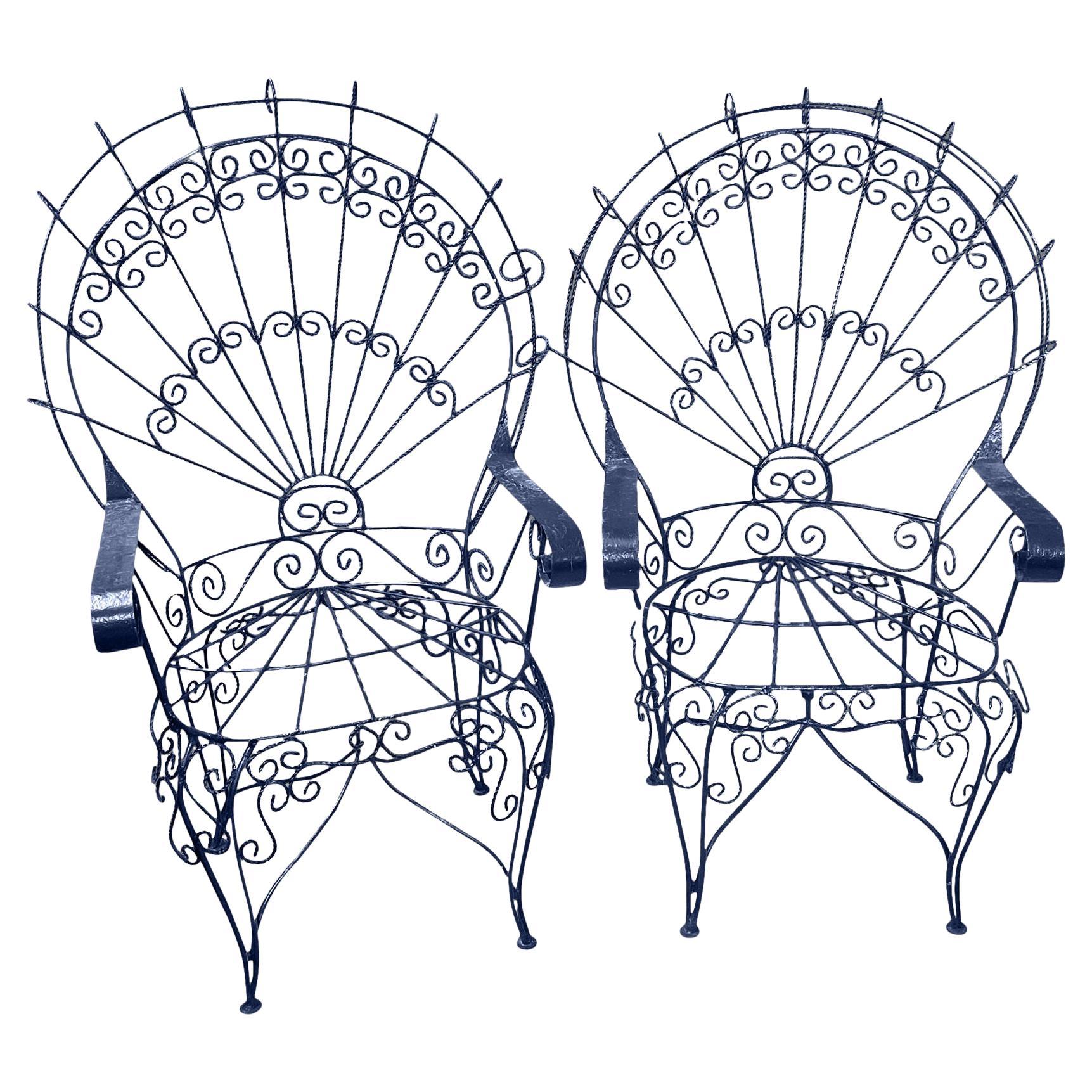 Salterini Twisted Wrought Iron Peacock Chairs
