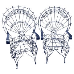 Salterini Twisted Wrought Iron Peacock Chairs