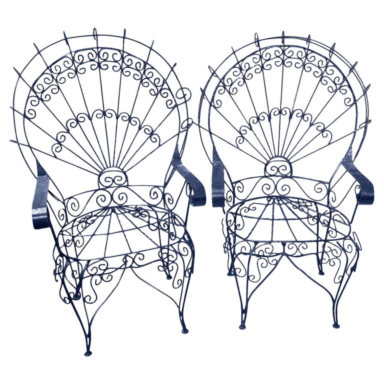 Salterini Twisted Wrought Iron Peacock Chairs For Sale at 1stDibs