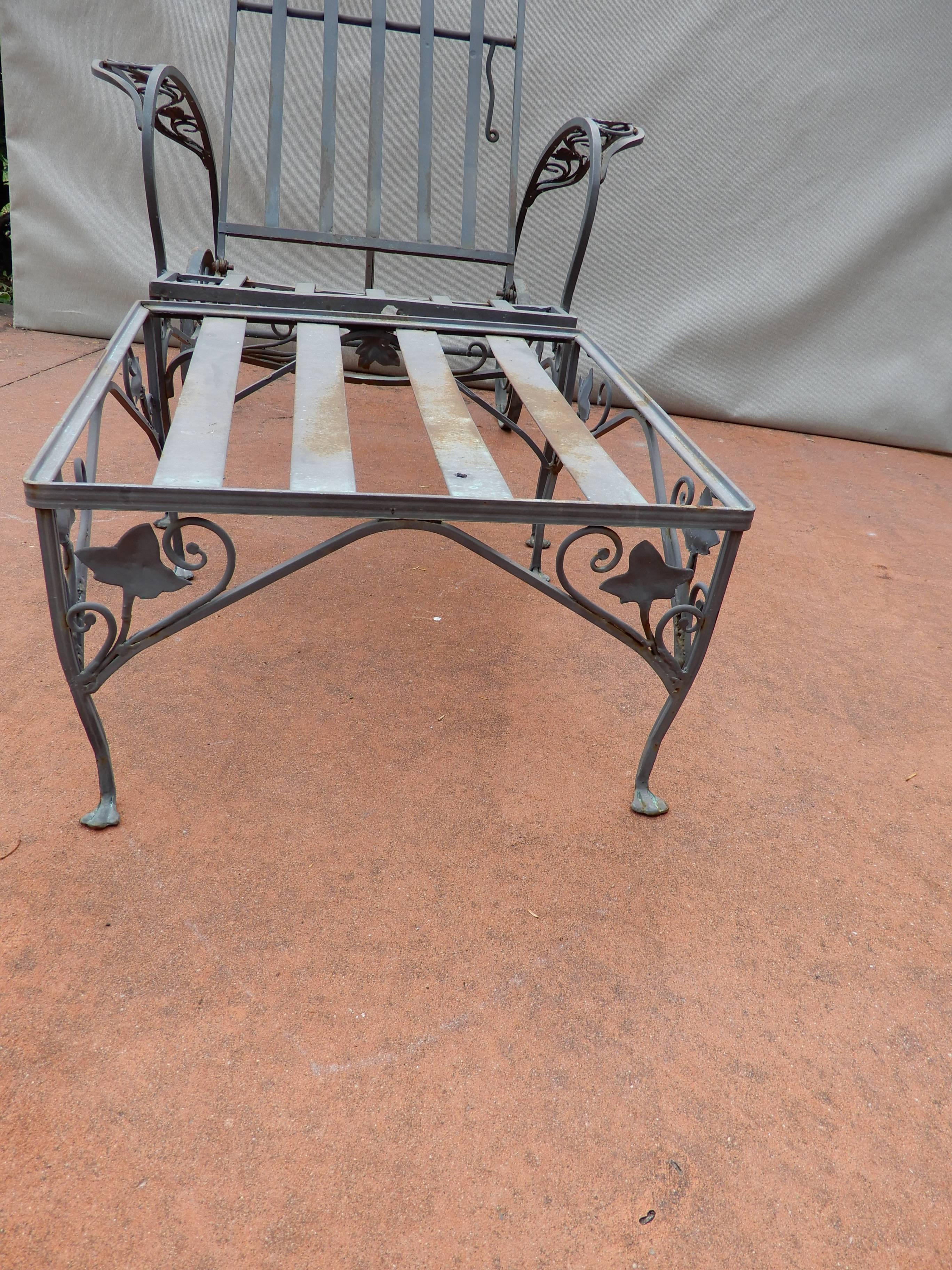 Hollywood Regency Salterini Vintage Two-Piece Chaise Lounge Mt Vernon Pattern