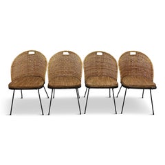 Salterini Wicker and Iron Chairs by Maurizio Tempestini Set of Four Mid Century