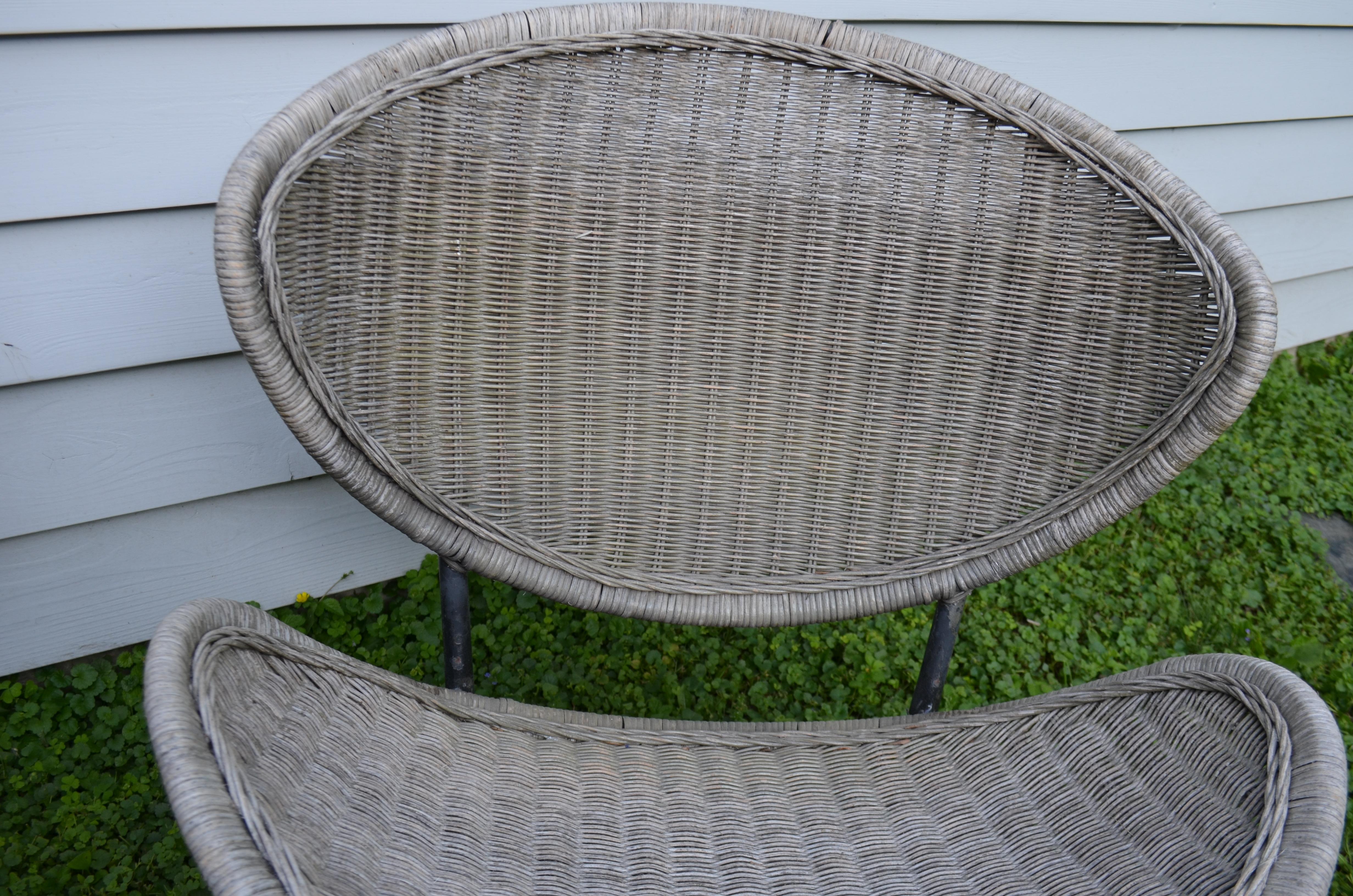 Salterini Wicker Clamshell Chairs, Pair, with Steel Frame for Home, Patio, Porch 5