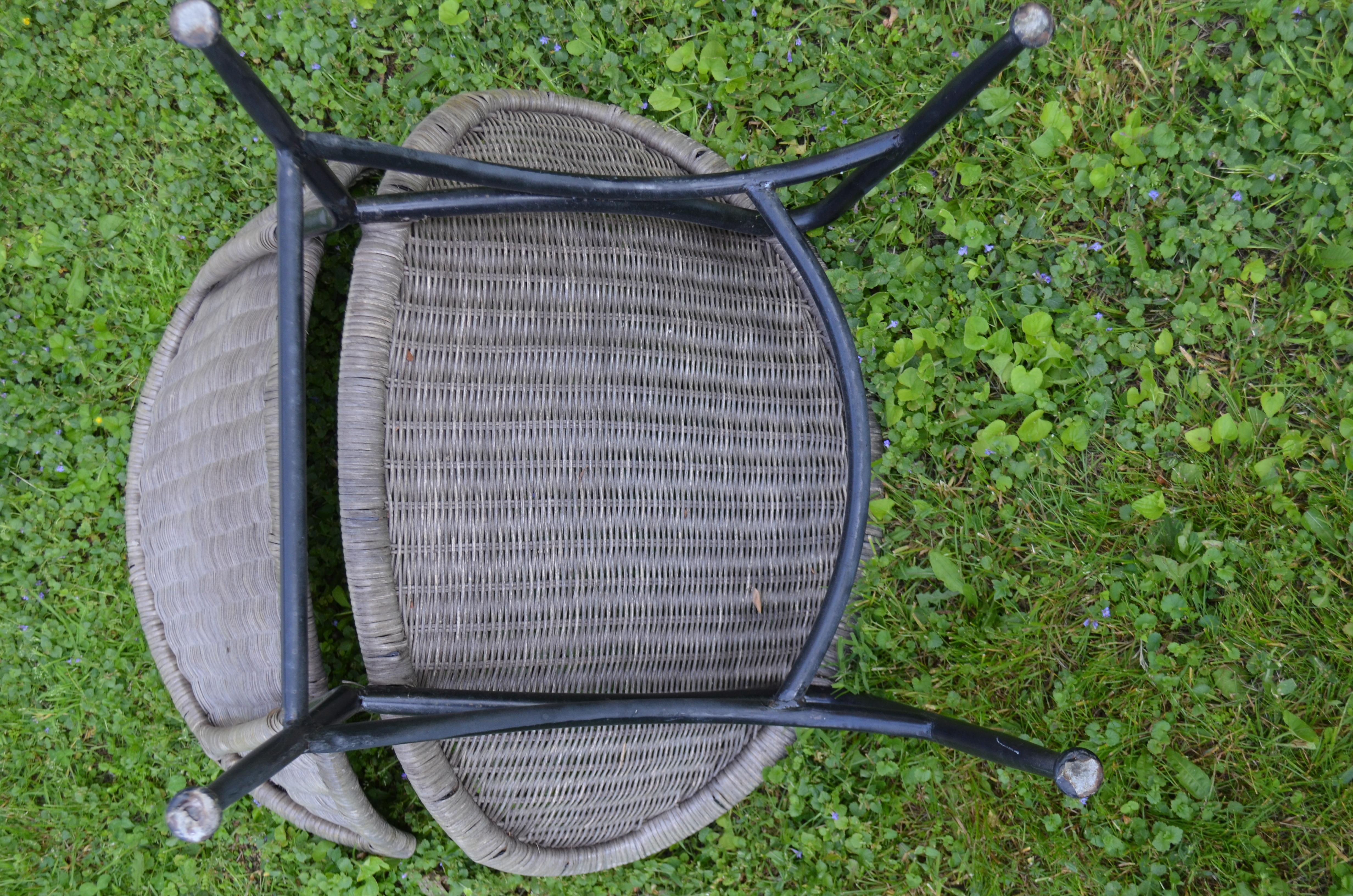 Salterini Wicker Clamshell Chairs, Pair, with Steel Frame for Home, Patio, Porch 10