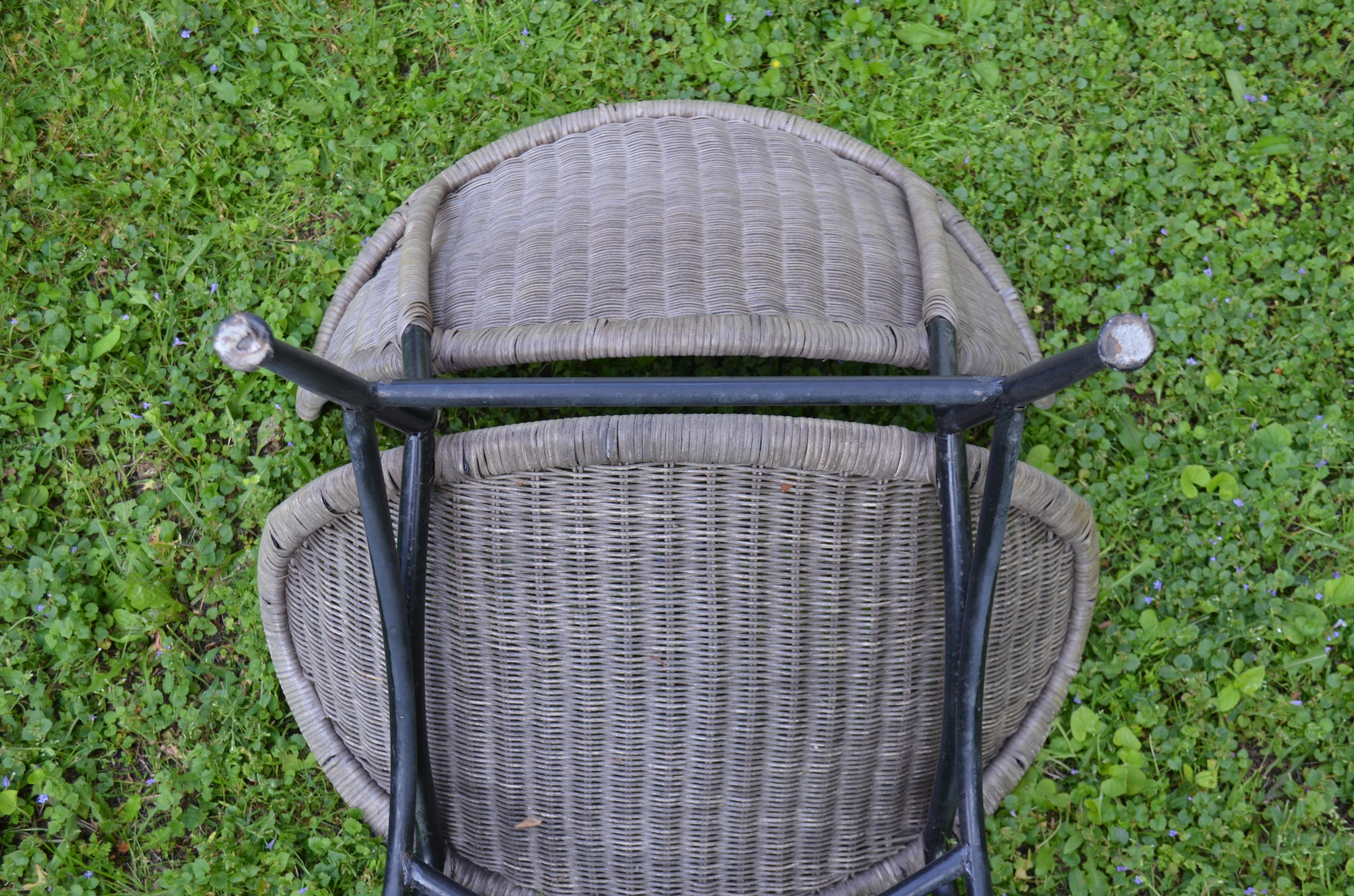 Salterini Wicker Clamshell Chairs, Pair, with Steel Frame for Home, Patio, Porch 11