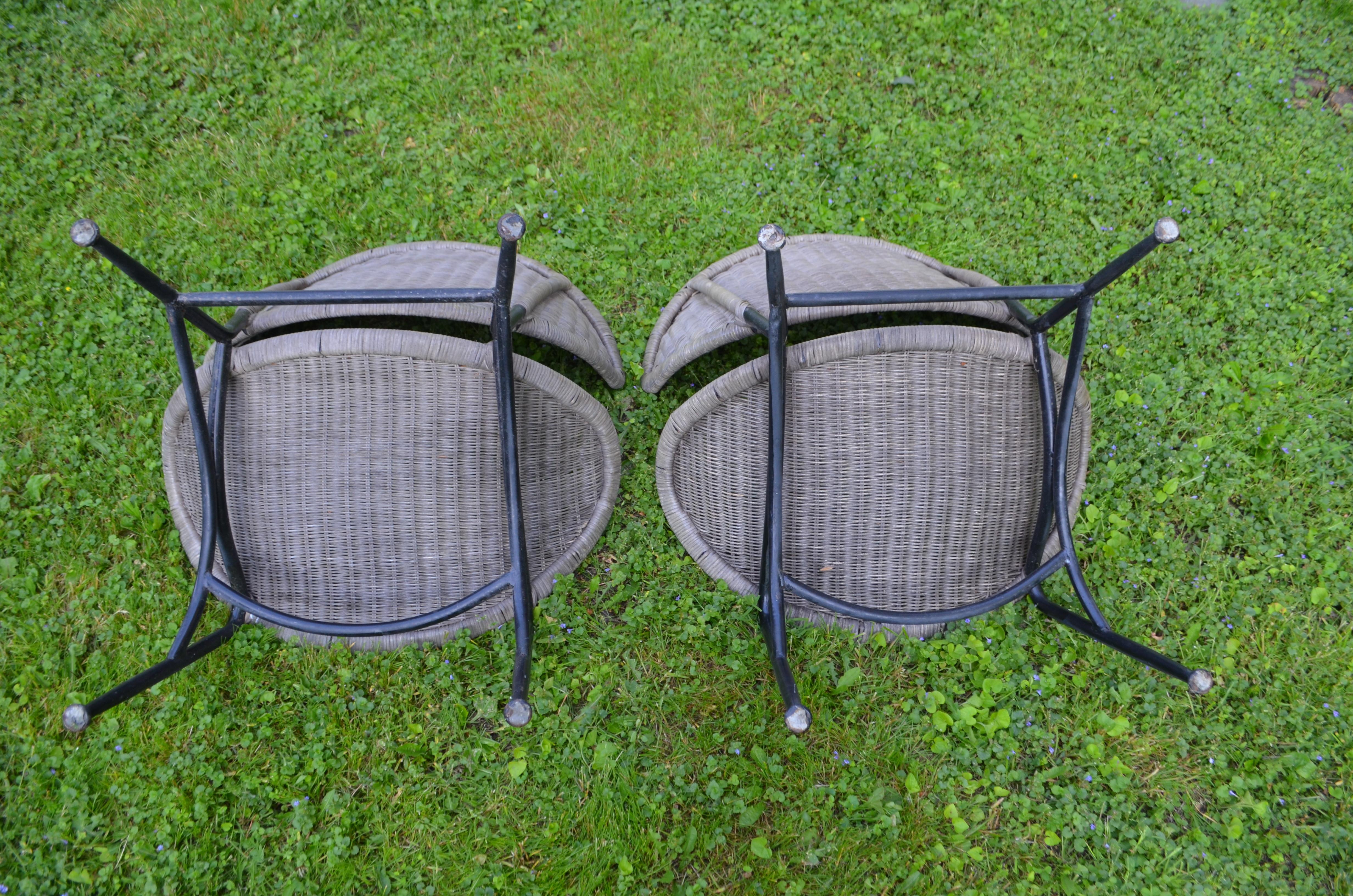 Salterini Wicker Clamshell Chairs, Pair, with Steel Frame for Home, Patio, Porch 12