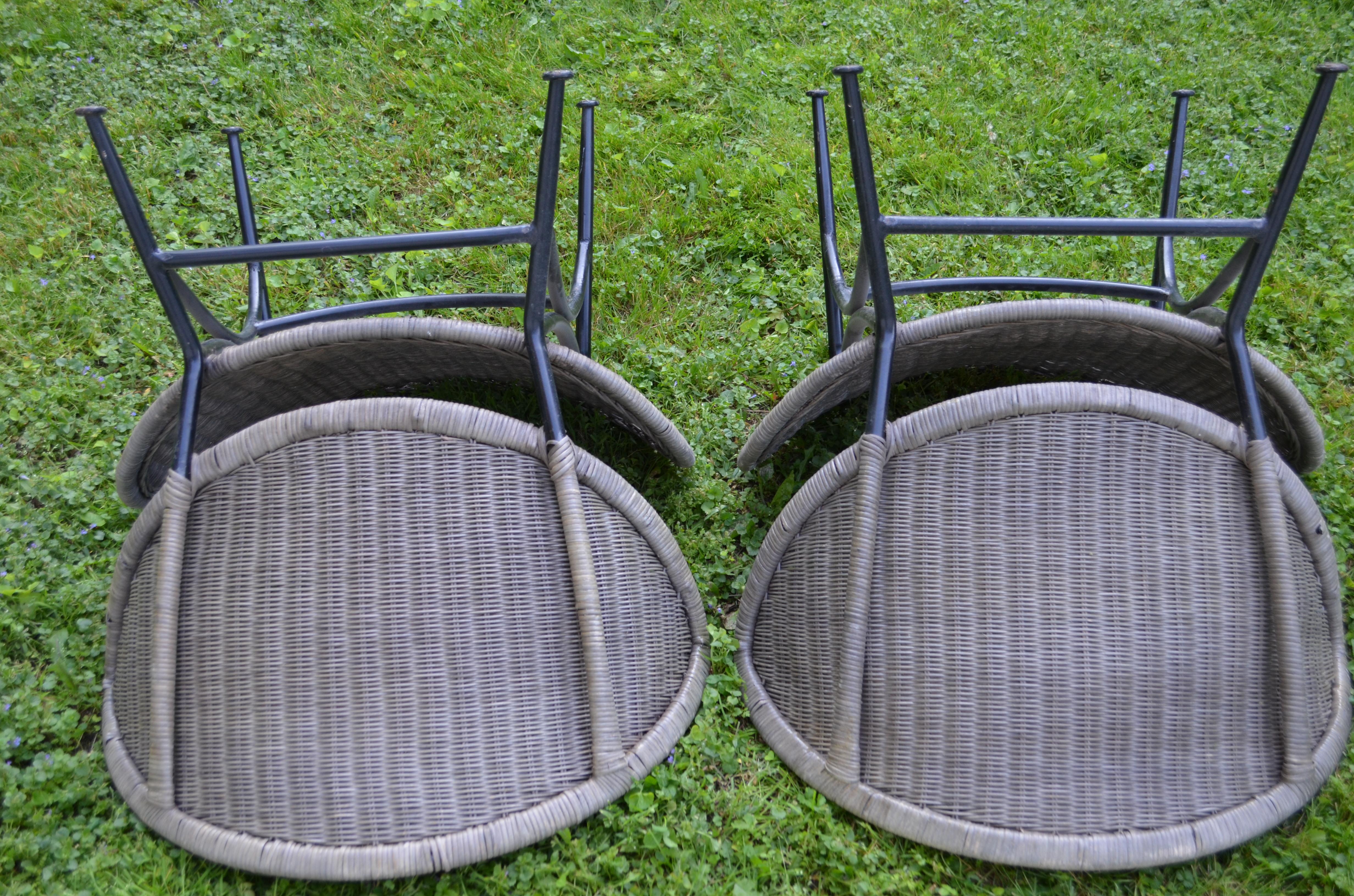 Salterini Wicker Clamshell Chairs, Pair, with Steel Frame for Home, Patio, Porch 13